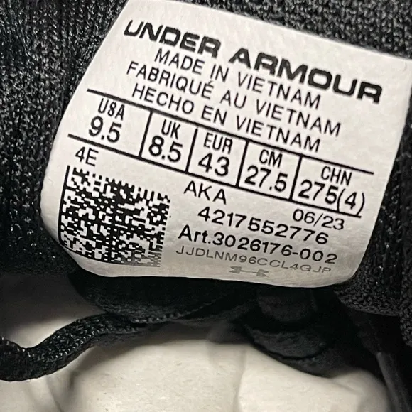 Under Armour Charges Asset 10 Running Shoes Black Sz 9.5 (4E Extra Wide) NIB