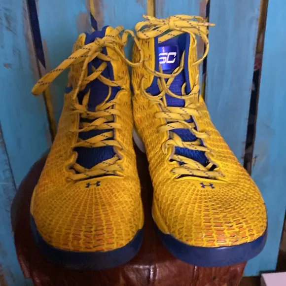 Under Armour Micro G Clutch Fit Drive Stephen Curry PE shoes size 11 yellow blue