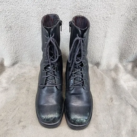 Vagabond Shoes Womens Size EU 37 US 6.5 Black Leather Lace Up Combat Boots *Read