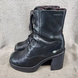 Vagabond Shoes Womens Size EU 37 US 6.5 Black Leather Lace Up Combat Boots *Read