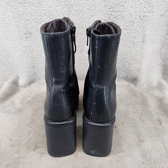 Vagabond Shoes Womens Size EU 37 US 6.5 Black Leather Lace Up Combat Boots *Read