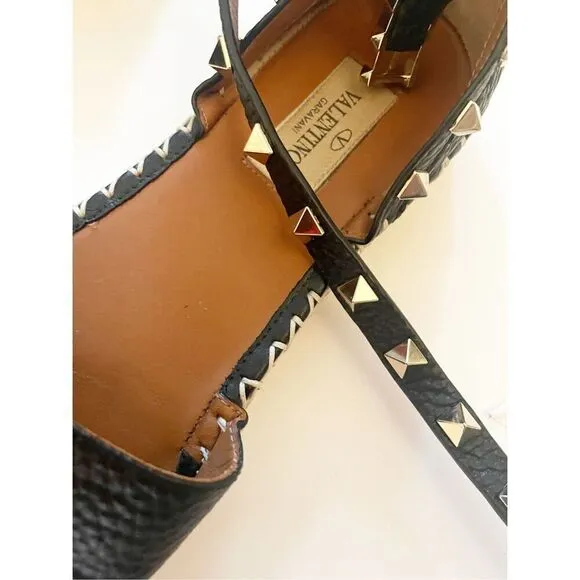 Valentino Garavani Rockstud Double Grainy Calfskin Espadrille Black 39