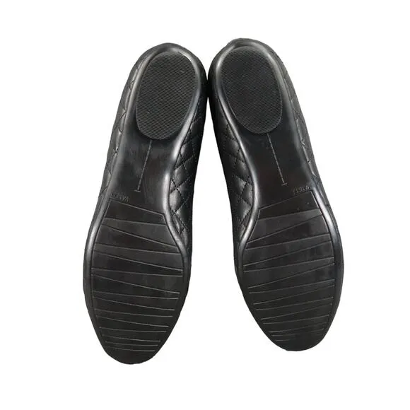 Vaneli Shoes Womens 10 Ballet Flat Slip On Quilted Leather Cap Toe Classic Black