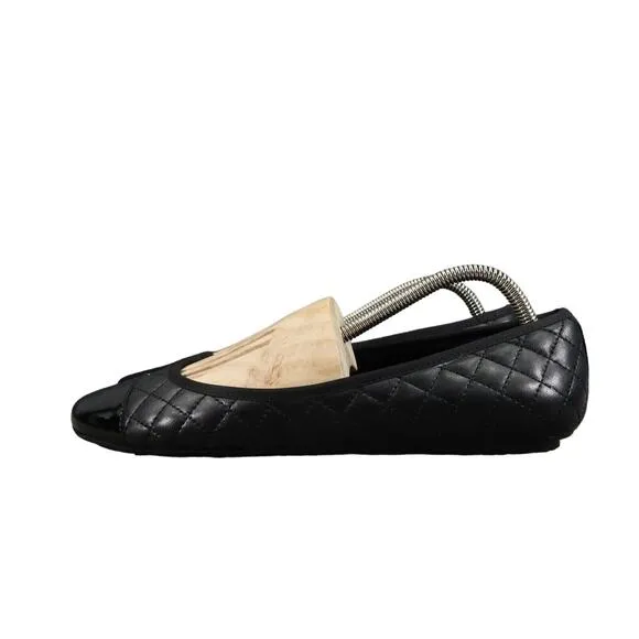 Vaneli Shoes Womens 10 Ballet Flat Slip On Quilted Leather Cap Toe Classic Black
