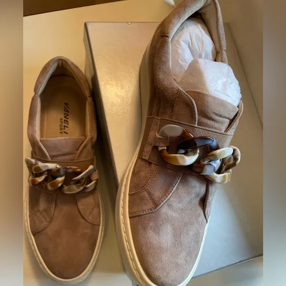 Vaneli Sport Yazz Truffle Suede comfort Walking shoes with 1 inch platform sole