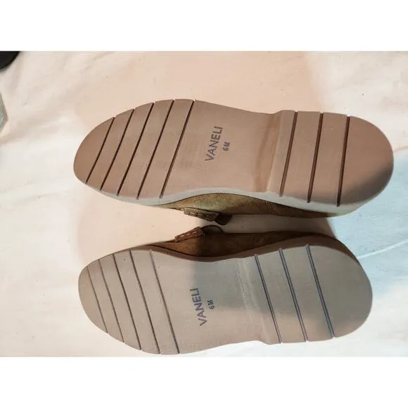 VANELi Tan Suede Loafers Size 6M Rhinestone Strap Slip-On Flat Shoes