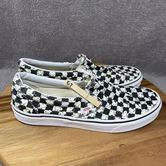 Vans 2017 Peanuts Snoopy Checkerboard Classic Slip-On Sneaker Shoes Men's Sz 11