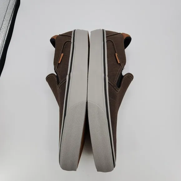Vans Asher Deluxe Shoes Mens 10 Walnut Grey Slip-on Low Top Sneaker NEW