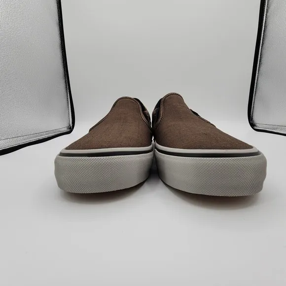 Vans Asher Deluxe Shoes Mens 10 Walnut Grey Slip-on Low Top Sneaker NEW