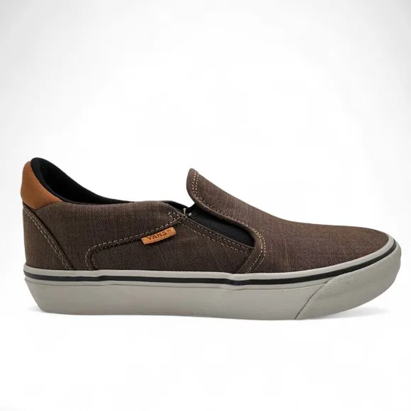 Vans Asher Deluxe Shoes Mens 10 Walnut Grey Slip-on Low Top Sneaker NEW