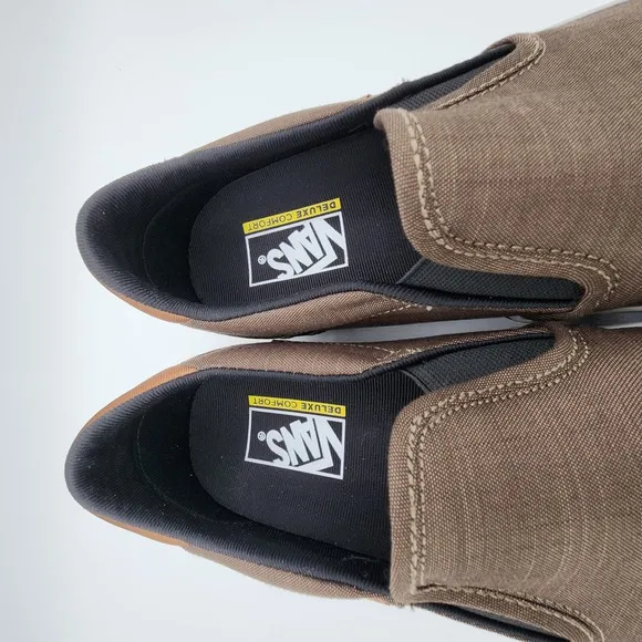 Vans Asher Deluxe Shoes Mens 10 Walnut Grey Slip-on Low Top Sneaker NEW