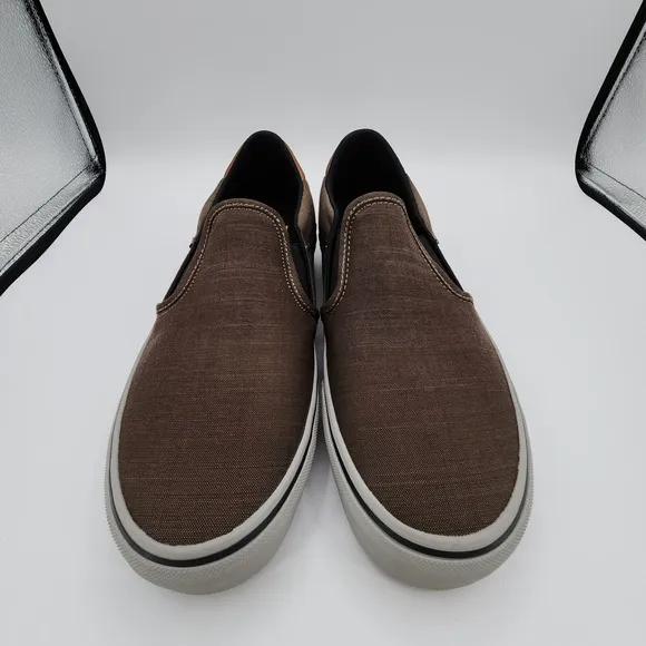 Vans Asher Deluxe Shoes Mens 10 Walnut Grey Slip-on Low Top Sneaker NEW