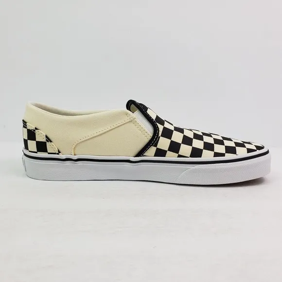 Vans Asher Womens Size 11 Black White Checkerboard Slip On Skate Sneaker Shoes
