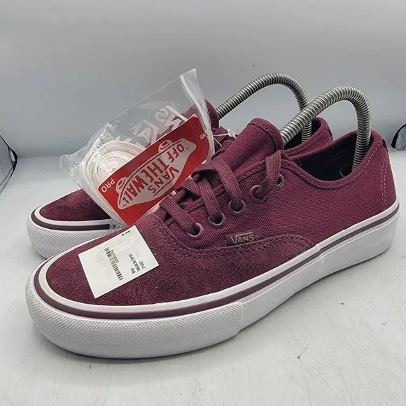 Vans Authentic Pro Burgundy Port Sneaker Shoes Low Top Casual Comfort