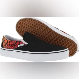 Vans Black Slip-On Shoes with Multicolor Pattern