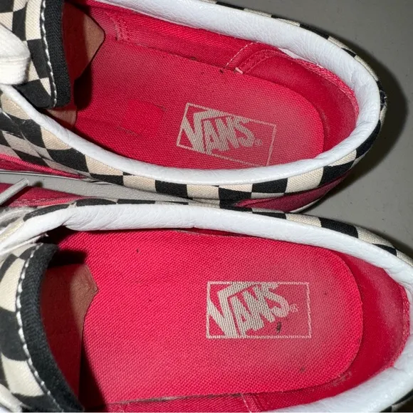 VANS Checkered Neon Pink Sneakers Women 12 Era 2 Tone Shoes Lace Up Canvas Skate