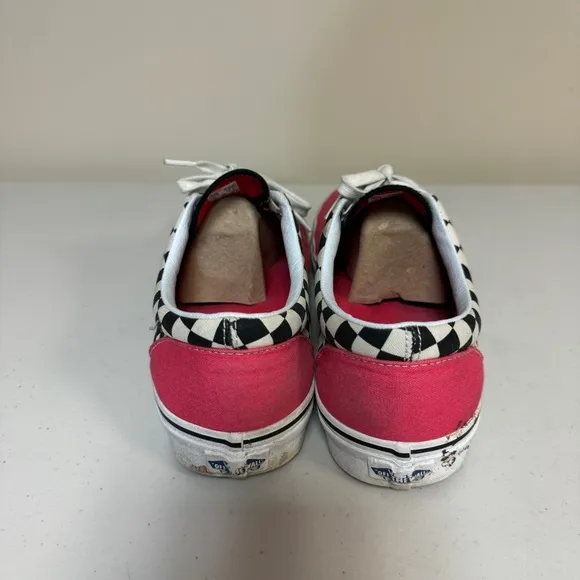 VANS Checkered Neon Pink Sneakers Women 12 Era 2 Tone Shoes Lace Up Canvas Skate