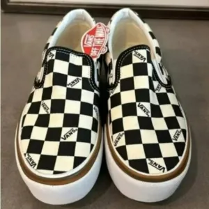 Vans Classic Slip On Shoes Black White Checkerboard Womens