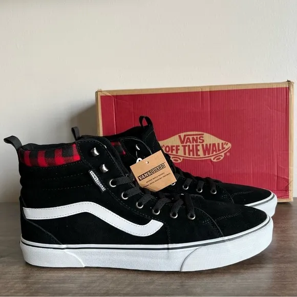 VANS Filmore Hi Vansgu Suede Black Red Plaid Men's Shoe Size 13 #B1619