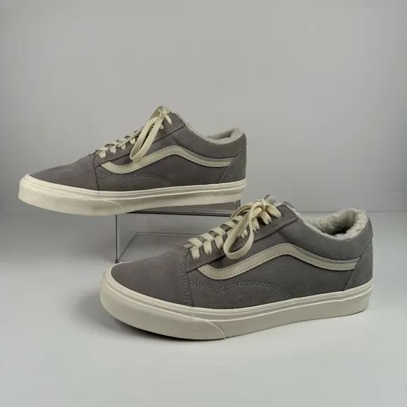 Vans Old Skool Cozy Hug Sherpa Lined Suede Shoes Drizzle White Unisex M-8.5 W-10
