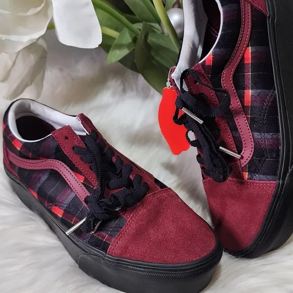 Vans Old Skool Stackform 'Velvet Plaid Woman shoes size10 New