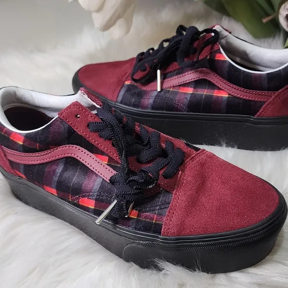 Vans Old Skool Stackform 'Velvet Plaid Woman shoes size10 New