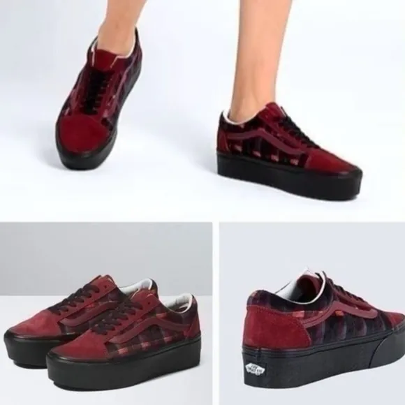 Vans Old Skool Stackform 'Velvet Plaid Woman shoes size10 New