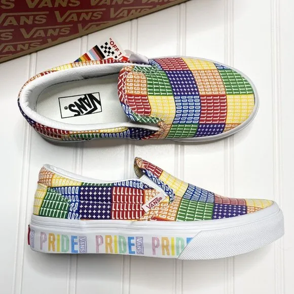 VANS Pride Classic Slip On Shoes (Youth Size 1) Rainbow LGBT