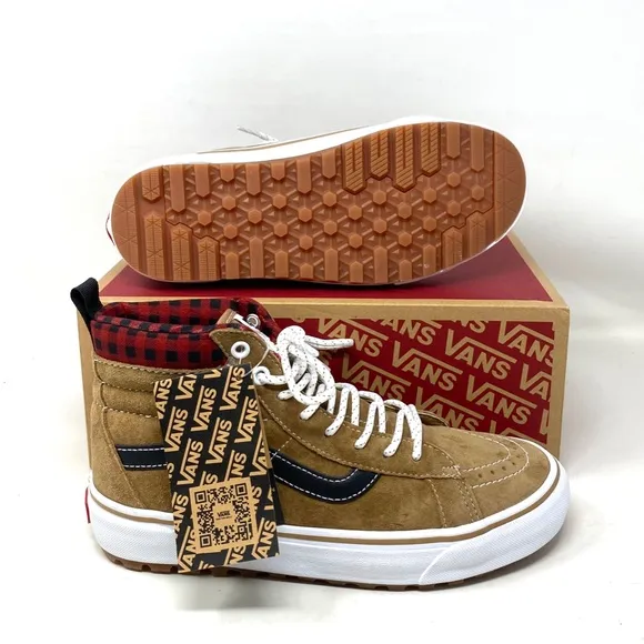 VANS Sk8-Hi MTE-1 Shoe High Top Brown Plaid Suede Women's Size Boots VN0A5HZYY49