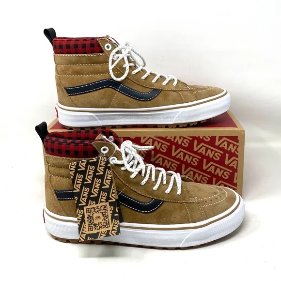 VANS Sk8-Hi MTE-1 Shoe High Top Brown Plaid Suede Women's Size Boots VN0A5HZYY49