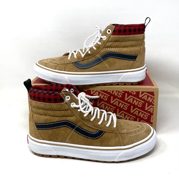 VANS Sk8-Hi MTE-1 Shoe High Top Brown Plaid Suede Women's Size Boots VN0A5HZYY49