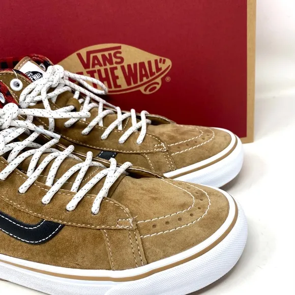 VANS Sk8-Hi MTE-1 Shoe High Top Brown Plaid Suede Women's Size Boots VN0A5HZYY49