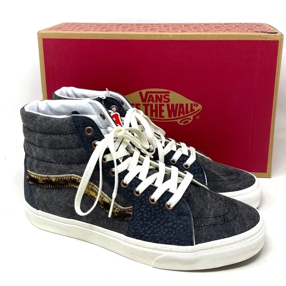 VANS Sk8-Hi Shoes High Top Gray Canvas Leather Men’s Size Casual VN0A5JMJ1O7