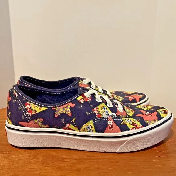 Vans SpongeBob X ComfyCush Authentic AlohaBob Shoes Men 6 Women 7.5 Navy Blue