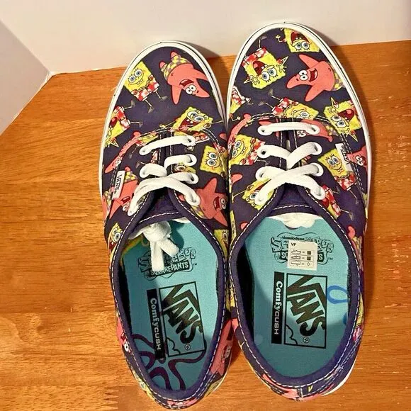 Vans SpongeBob X ComfyCush Authentic AlohaBob Shoes Men 6 Women 7.5 Navy Blue