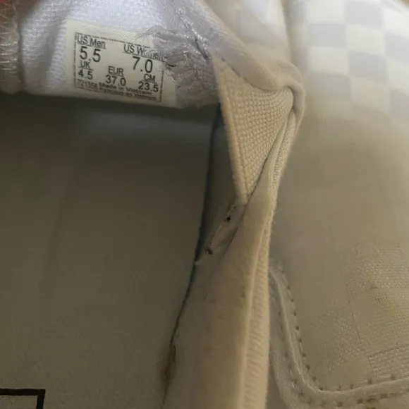 Vans White Checkered Slip-On Shoes