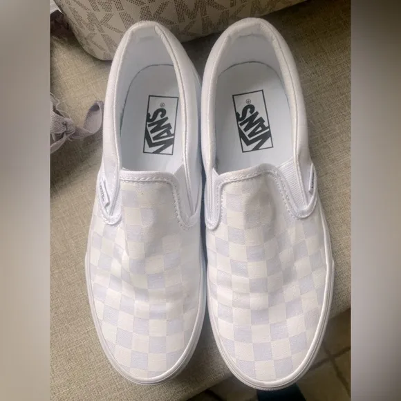 Vans White Checkered Slip-On Shoes
