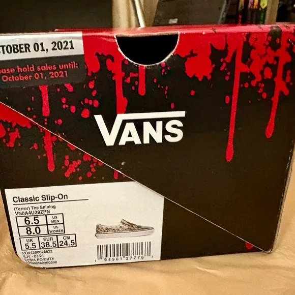 Vans x House Of Terror Classic Slip-On The Shining Women Size 8 New