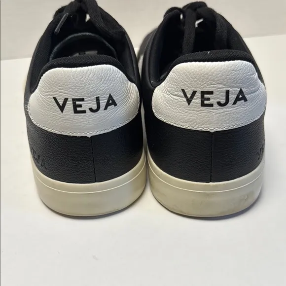 VEJA Men's Campo Easy Two-Tone Leather Black White Low Lace Up Sneakers Size 12