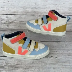 Veja V-10 Mid Kids Sz 34 (US 3) Sneakers Boys Girls White Orange Blue