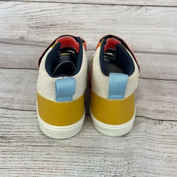 Veja V-10 Mid Kids Sz 34 (US 3) Sneakers Boys Girls White Orange Blue