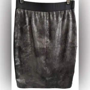 VELVET BY GRAHAM &amp; SPENCER Distressed Leatherette Miniskirt Silvery Black M✨NWT✨