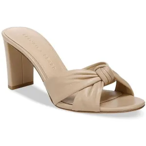 Veronica Beard Womens Ganita Beige Leather Slip On Slides Heels Shoes NWOB