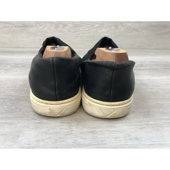 Via Spiga Raine Women's Sneaker Black Leather Cap Toe Casual Slip On Shoes 7