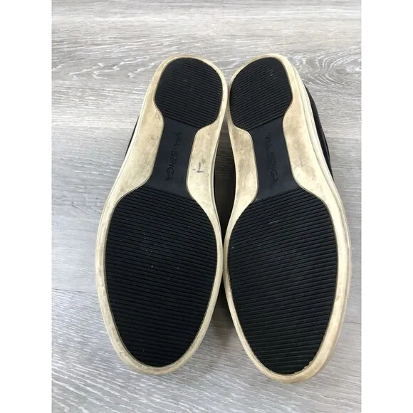 Via Spiga Raine Women's Sneaker Black Leather Cap Toe Casual Slip On Shoes 7