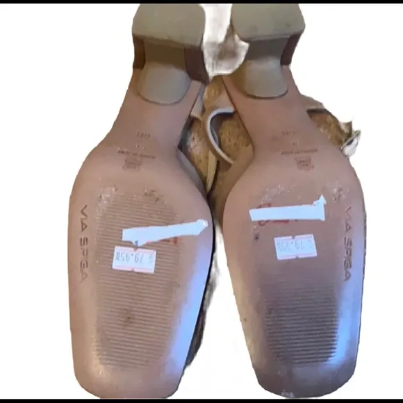 VIA SPIGA TAUPE BACKLESS HEELS  ITALIAN LEATHER SZ 6
