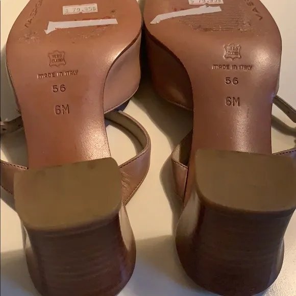 VIA SPIGA TAUPE BACKLESS HEELS  ITALIAN LEATHER SZ 6