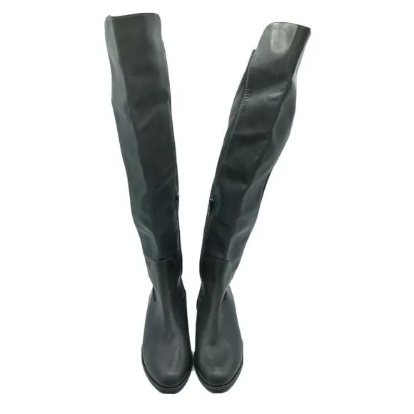 Via Spiga Womens Knee High Boots Flat Leather Fabric Black Size 6.5
