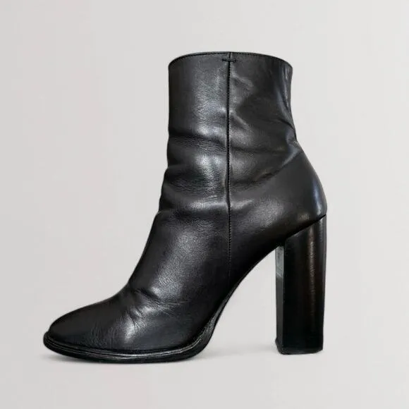 Vince Black Leather High Heel Ankle Boots Booties Women's US 6.5 EU 37