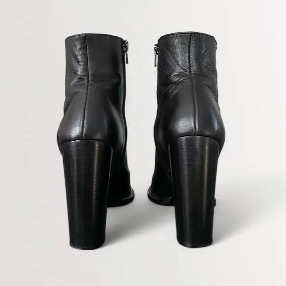 Vince Black Leather High Heel Ankle Boots Booties Women's US 6.5 EU 37